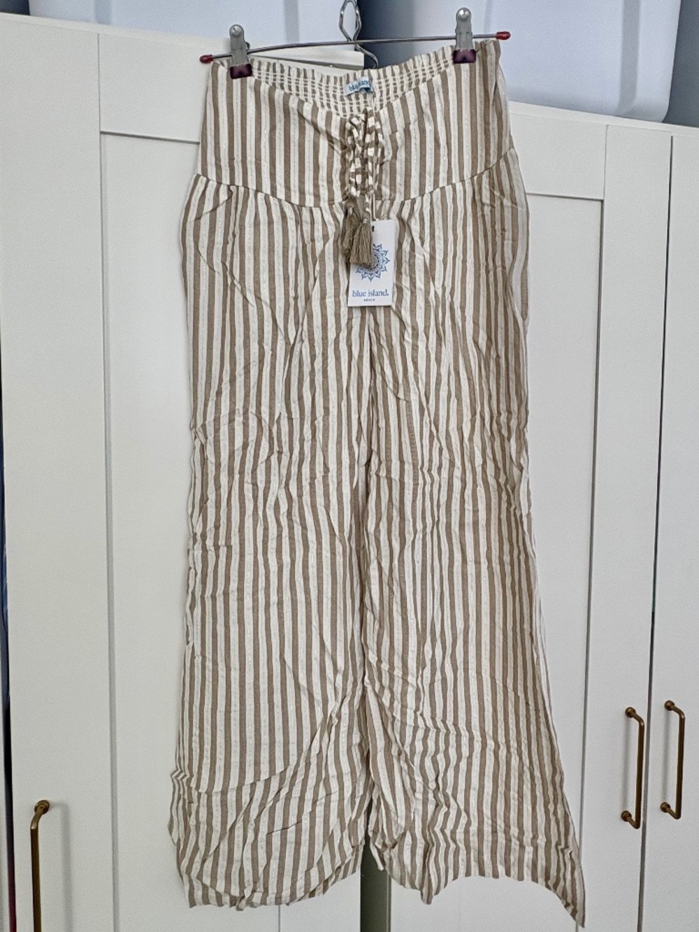 Beach Swim coverup striped flowy pants size small